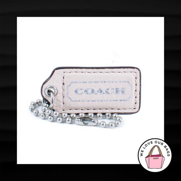 2" Medium COACH PALE PINK LEATHER NICKEL FOB BAG CHARM KEYCHAIN HANGTAG - Picture 1 of 1